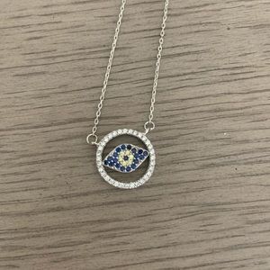 Sterling silver and blue evil eye necklace